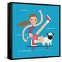 Woman Skateboarding with Dog Pet Healthy Athletic Girl Have Fun-Bakhtiar Zein-Framed Stretched Canvas