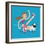 Woman Skateboarding with Dog Pet Healthy Athletic Girl Have Fun-Bakhtiar Zein-Framed Art Print