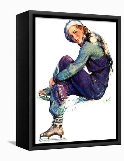 "Woman Skater,"January 21, 1933-Guy Hoff-Framed Stretched Canvas