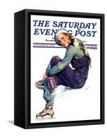 "Woman Skater," Saturday Evening Post Cover, January 21, 1933-Guy Hoff-Framed Stretched Canvas