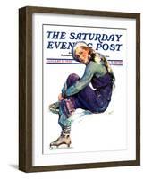 "Woman Skater," Saturday Evening Post Cover, January 21, 1933-Guy Hoff-Framed Premium Giclee Print