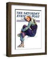 "Woman Skater," Saturday Evening Post Cover, January 21, 1933-Guy Hoff-Framed Giclee Print