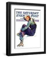 "Woman Skater," Saturday Evening Post Cover, January 21, 1933-Guy Hoff-Framed Giclee Print