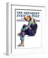 "Woman Skater," Saturday Evening Post Cover, January 21, 1933-Guy Hoff-Framed Giclee Print