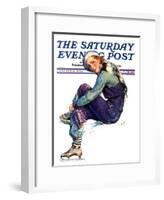 "Woman Skater," Saturday Evening Post Cover, January 21, 1933-Guy Hoff-Framed Giclee Print