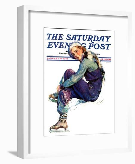 "Woman Skater," Saturday Evening Post Cover, January 21, 1933-Guy Hoff-Framed Giclee Print