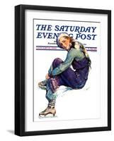 "Woman Skater," Saturday Evening Post Cover, January 21, 1933-Guy Hoff-Framed Giclee Print