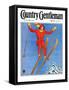 "Woman Ski Jumper," Country Gentleman Cover, January 1, 1934-Carolyn Haywood-Framed Stretched Canvas