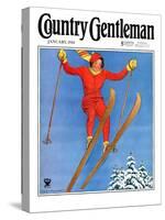 "Woman Ski Jumper," Country Gentleman Cover, January 1, 1934-Carolyn Haywood-Stretched Canvas