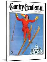 "Woman Ski Jumper," Country Gentleman Cover, January 1, 1934-Carolyn Haywood-Mounted Giclee Print