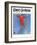 "Woman Ski Jumper," Country Gentleman Cover, January 1, 1934-Carolyn Haywood-Framed Giclee Print