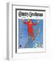 "Woman Ski Jumper," Country Gentleman Cover, January 1, 1934-Carolyn Haywood-Framed Giclee Print