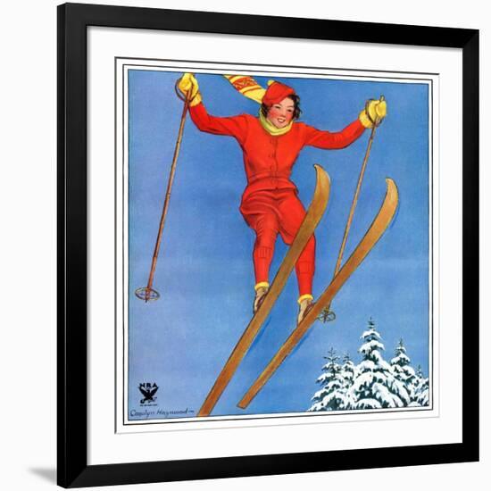 "Woman Ski Jumper,"January 1, 1934-Carolyn Haywood-Framed Giclee Print