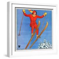 "Woman Ski Jumper,"January 1, 1934-Carolyn Haywood-Framed Giclee Print