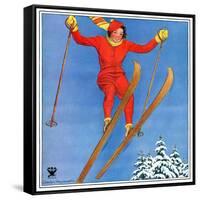 "Woman Ski Jumper,"January 1, 1934-Carolyn Haywood-Framed Stretched Canvas