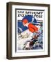 "Woman Skier," Saturday Evening Post Cover, February 14, 1931-James C. McKell-Framed Giclee Print