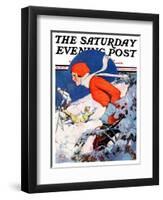 "Woman Skier," Saturday Evening Post Cover, February 14, 1931-James C. McKell-Framed Giclee Print