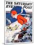 "Woman Skier," Saturday Evening Post Cover, February 14, 1931-James C. McKell-Mounted Giclee Print