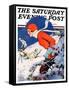 "Woman Skier," Saturday Evening Post Cover, February 14, 1931-James C. McKell-Framed Stretched Canvas