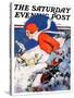 "Woman Skier," Saturday Evening Post Cover, February 14, 1931-James C. McKell-Stretched Canvas