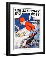 "Woman Skier," Saturday Evening Post Cover, February 14, 1931-James C. McKell-Framed Giclee Print