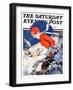 "Woman Skier," Saturday Evening Post Cover, February 14, 1931-James C. McKell-Framed Giclee Print