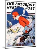 "Woman Skier," Saturday Evening Post Cover, February 14, 1931-James C. McKell-Mounted Giclee Print
