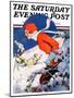 "Woman Skier," Saturday Evening Post Cover, February 14, 1931-James C. McKell-Mounted Giclee Print