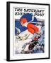 "Woman Skier," Saturday Evening Post Cover, February 14, 1931-James C. McKell-Framed Giclee Print