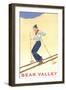 Woman Skiing Down Hill, Bear Valley-null-Framed Art Print
