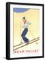 Woman Skiing Down Hill, Bear Valley-null-Framed Art Print