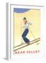 Woman Skiing Down Hill, Bear Valley-null-Framed Art Print