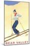Woman Skiing Down Hill, Bear Valley-null-Mounted Art Print