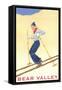 Woman Skiing Down Hill, Bear Valley-null-Framed Stretched Canvas