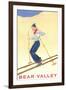 Woman Skiing Down Hill, Bear Valley-null-Framed Art Print