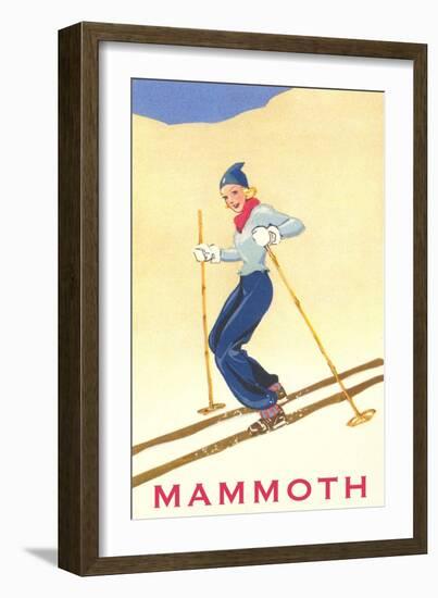 Woman Skiing Down Hill, Mammoth-null-Framed Art Print