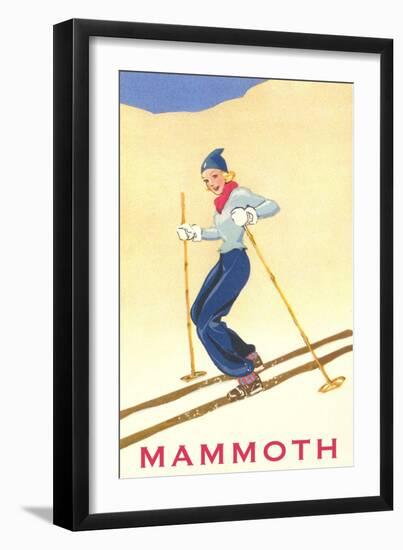 Woman Skiing Down Hill, Mammoth-null-Framed Art Print