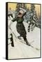 Woman Skiing, Late 19th or Early 20th Century-Ernst Platz-Framed Stretched Canvas