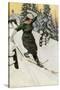 Woman Skiing, Late 19th or Early 20th Century-Ernst Platz-Stretched Canvas