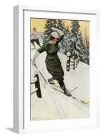 Woman Skiing, Late 19th or Early 20th Century-Ernst Platz-Framed Giclee Print