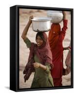 Woman Smiles after Collecting Drinking Water, on the Outskirts of Islamabad, Pakistan-null-Framed Stretched Canvas