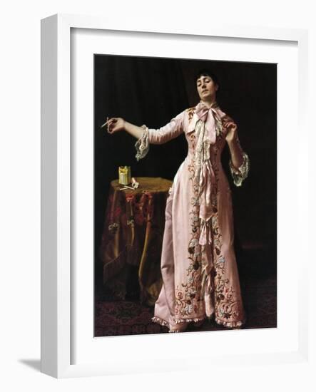 Woman Smoking, 1895-John George Brown-Framed Giclee Print