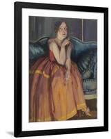 Woman Smoking a Cigarette on a Sofa-Konstantin Andreyevich Somov-Framed Giclee Print