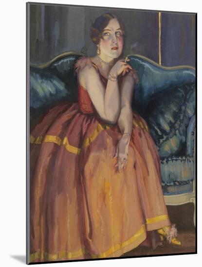 Woman Smoking a Cigarette on a Sofa-Konstantin Andreyevich Somov-Mounted Giclee Print