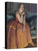 Woman Smoking a Cigarette on a Sofa-Konstantin Andreyevich Somov-Stretched Canvas