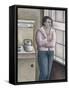 Woman Smoking at Window-Ruth Addinall-Framed Stretched Canvas