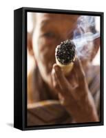 Woman Smoking Cheroot, Cigarette, Cigar, Burma (Myanmar)-Peter Adams-Framed Stretched Canvas