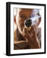 Woman Smoking Cheroot, Cigarette, Cigar, Burma (Myanmar)-Peter Adams-Framed Photographic Print