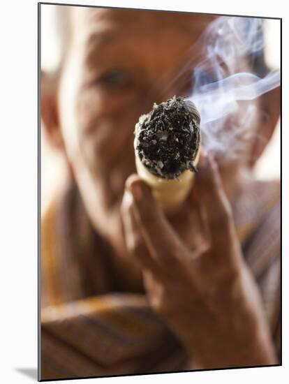 Woman Smoking Cheroot, Cigarette, Cigar, Burma (Myanmar)-Peter Adams-Mounted Photographic Print