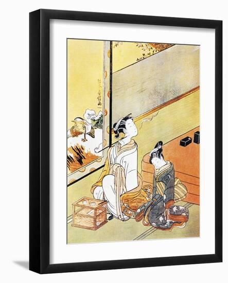 Woman Smoking Pipe-null-Framed Giclee Print